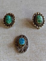 Vintage Egyptian Scarab Clip-On Earrings Pendant