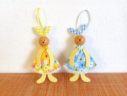 2 db felfüggeszthető húsvéti dísz, dekoráció, 3D-s nyuszi, nyúl figura, 16 cm magas