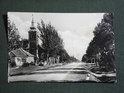 Képeslap,Lajosmizse,Róm. kat templom,park,Műút,utca látkép,részlet, 1963-