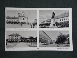 Képeslap,Vác,templom,hősök szobra,püspöki palota,fegyház,börtön,Gárdony Fenyvesi Bp. ,1940-  ,sérült