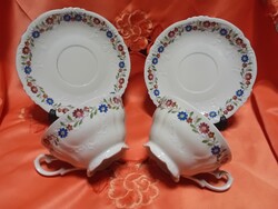 Antik német  porcelán,  teás- kávés csésze aljjal, 2 pár