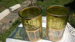 Bieder pohár zöld-arany fest.,vastag falú, hibátlan m95 mm átm.58 mm-, esetleg db-ra is