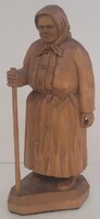 Fából Faragott Népi Figura - Botos Asszony JELZETT!!!