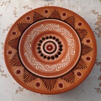 Hatalmas, kézzel készített, kerámia tál, dísztál, 35 cm átmérőjű