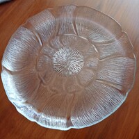 Modern üvegtál, tortatál, kínáló,  27 cm átmérőjű