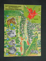 Képeslap,térképes,Veszprém,Kittenberger ZOO,Állatkert látkép,részlet,1976-