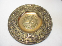 Bronz vadászjelenetes dísztál, falitál 22cm-es