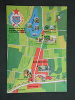 Képeslap,térképes,Kiskunhalas ÁFÉSZ,Kunfehértó,ABC áruház,csárda,sörpavilon,1973-