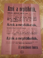 Azok a népfölkelők, katonai behívó 1914-ből, jó minőségű plakát az első Világháborúból (kitörésekor)