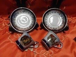 Nürnbergi porcelán emlékcsésze aljjal,  2 pár