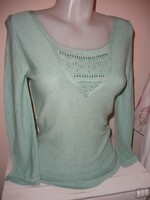 Selyem - pamut pulóver, borsózöld S