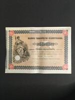 Belvárosi Takarékpénztár Részvény 1926.