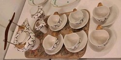 Ujj Zsuzsa: 6 személyes egyedi porcelán teáskészlet 6 személyes, 17 darabos