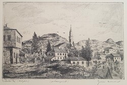 Gross Arnold - Balcsiki táj (Bulgária) 16,5 x 25,5 cm rézkarc, papír