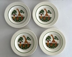 Vintage, retro DDR Torgau mesemintás, mesejelenetes, állatkertes, zsiráfos gyerek tányér, mélytányér