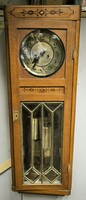 Szecessziós Art Deco Fali óra Csiszolt üveg berakàsos , Gustav Becker szerkezet, dupla kalapács