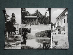 Képeslap,Máriabesnyő,mozaik,Kapucnis rend temploma,Székely kapu,kastély látkép részlet,1959-