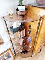 Vintage iparművészeti réz polc, sarokpolc, LV 276