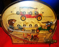 Régi nagyon szép állapotú kézi ANKER golyós "flipper" ügyességi játék OLDTIMER autós a képek szerint