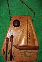 1971.Régi Balatonfüred ART DECO fa fali dísz szuvenírboltos utazási üdülési emlék 10cm képek szerint