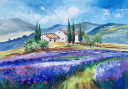 Toscana levendulái c. Kortárs olajfestmény