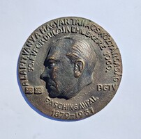 Borsodi Bindász Dezső (1903-1979) 1969. Fasching Antal-díj egyoldalas bronz díjplakett