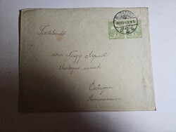 1915-ös 2x5 fillér bélyeg levélen Budapest
