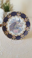 Gyönyörű,pávákkal és virágokkal díszített,japán porcelán tányér