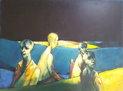 Kovács Tamás Vilmos - Hegyen, völgyön 70 x 90 cm olaj, farost 1996