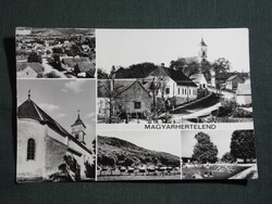 Képeslap,Magyarhertelend,mozaik,kemping,strand,templom,utca látkép,részlet, 1979-