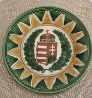 Magyar címeres kerámia falitányér Kovács Karolina Mezőtúr