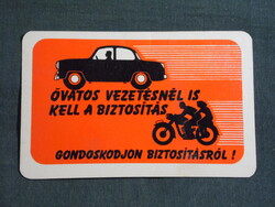 Kártyanaptár,Állami Biztosító,autó,motorkerékpár biztosítás,grafikai,  1961   (9)