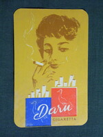 Kártyanaptár,Daru cigaretta,dohányértékesítő vállalat Bp.,grafikai,női modell  1960   (9)   ,sérült,