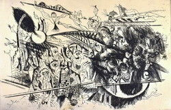 Hincz Gyula (1904 - 1986) " NAGYVÁROSI JELENET "