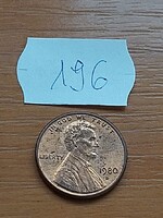 USA 1 CENT 1980 / D,  Abraham Lincoln, Réz-Cink  196