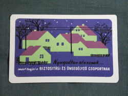 Kártyanaptár,Állami Biztosító,háztartási biztosítás,grafikai,lakóház  1961   (9)