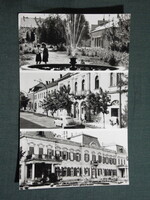 Képeslap,Marcali,mozaik,Széchenyi kastély,kórház,iskola,utca,park szökőkút látkép,részlet, 1963-