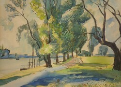 Jánossy Ferenc (1926-1982) : Dunaparti sétány