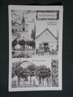 Képeslap,Nyáregyháza,Községháza,Ev. Ref.templom,Hangya söröző,kocsma emberekkel,Kaukal Bp. ki. ,1929