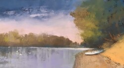 Pósa Ede - Tisza part 25 x 44 cm pasztell, papír