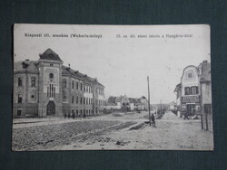 Képeslap,Budapest,Kispes Wekerle-telep, III. számú elemi iskola,temetkezési üzlet,Hungária ut,1913-