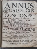 1749 antik latin nyelvű könyv Annus apostolicus continens canciones omnibus & singulis...