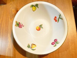 Alföldi porcelán kínáló tál - aranyozott szegély - gyümölcs mintás