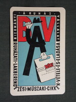Kártyanaptár,BÁV bizományi áruházak vállalat,grafikai,Budapest, 1962   (9)