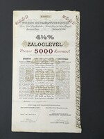 Pesti Hazai Első takarékpénztár Egyesület Záloglevél 5000 Korona 1916.