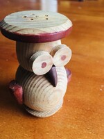 Sószóró-fűszerszóró fa figura, bagoly 8,5 cm magas