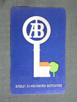 Kártyanaptár,Állami Biztosító,háztartási biztosítás,grafikai,kulcs, 1963   (9)
