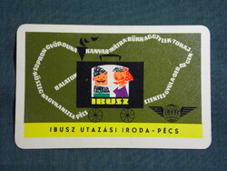 Kártyanaptár,Pécs IBUSZ utazási iroda,grafikai,térképes,gőzmozdony, 1962   (9)