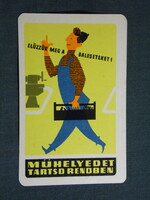 Kártyanaptár,Közlekedési szakszervezet,balesetmegelőzés,grafikai,humoros,műhely,szerelő, 1963   (9)