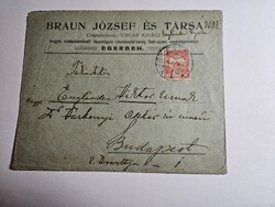 1914-es 10 Fillér bélyeg fejléces levélen Eger-Budapest